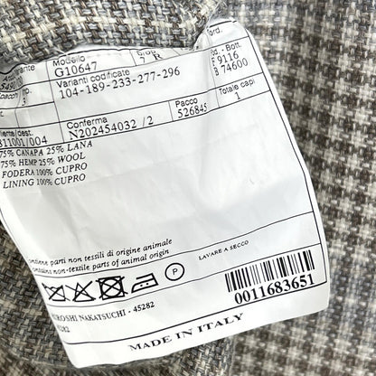 Belvest ベルベスト 美品 G10647 チェック ヘンプ×ウール JACKET IN THE BOX 3Bジャケット ジャケット