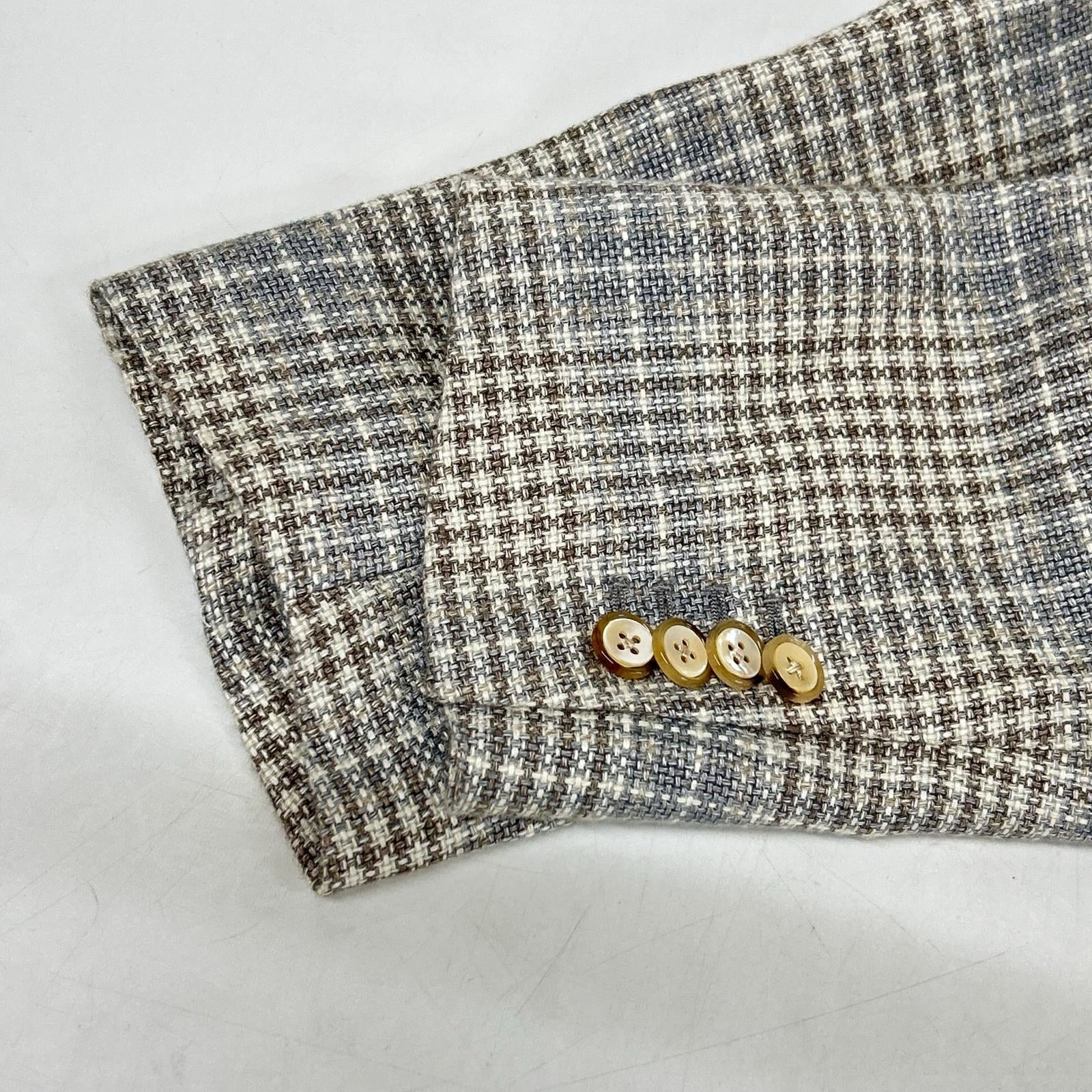 Belvest ベルベスト 美品 G10647 チェック ヘンプ×ウール JACKET IN THE BOX 3Bジャケット ジャケット