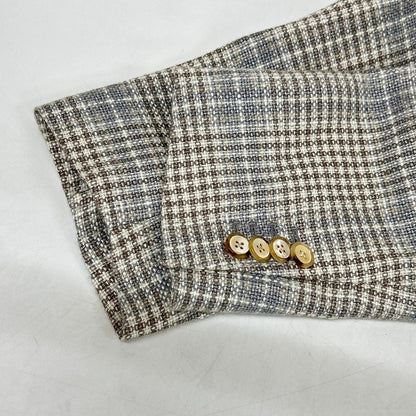 Belvest ベルベスト 美品 G10647 チェック ヘンプ×ウール JACKET IN THE BOX 3Bジャケット ジャケット