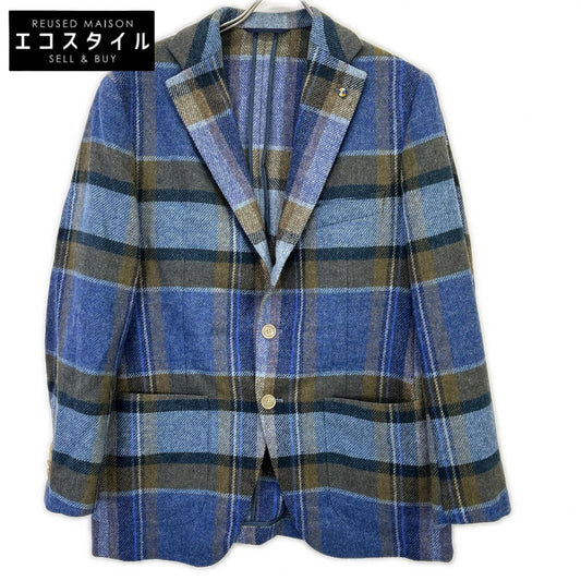 Belvest ベルベスト G10647 ブルー チェック ウール JACKET IN THE BOX 3Bジャケット ジャケット