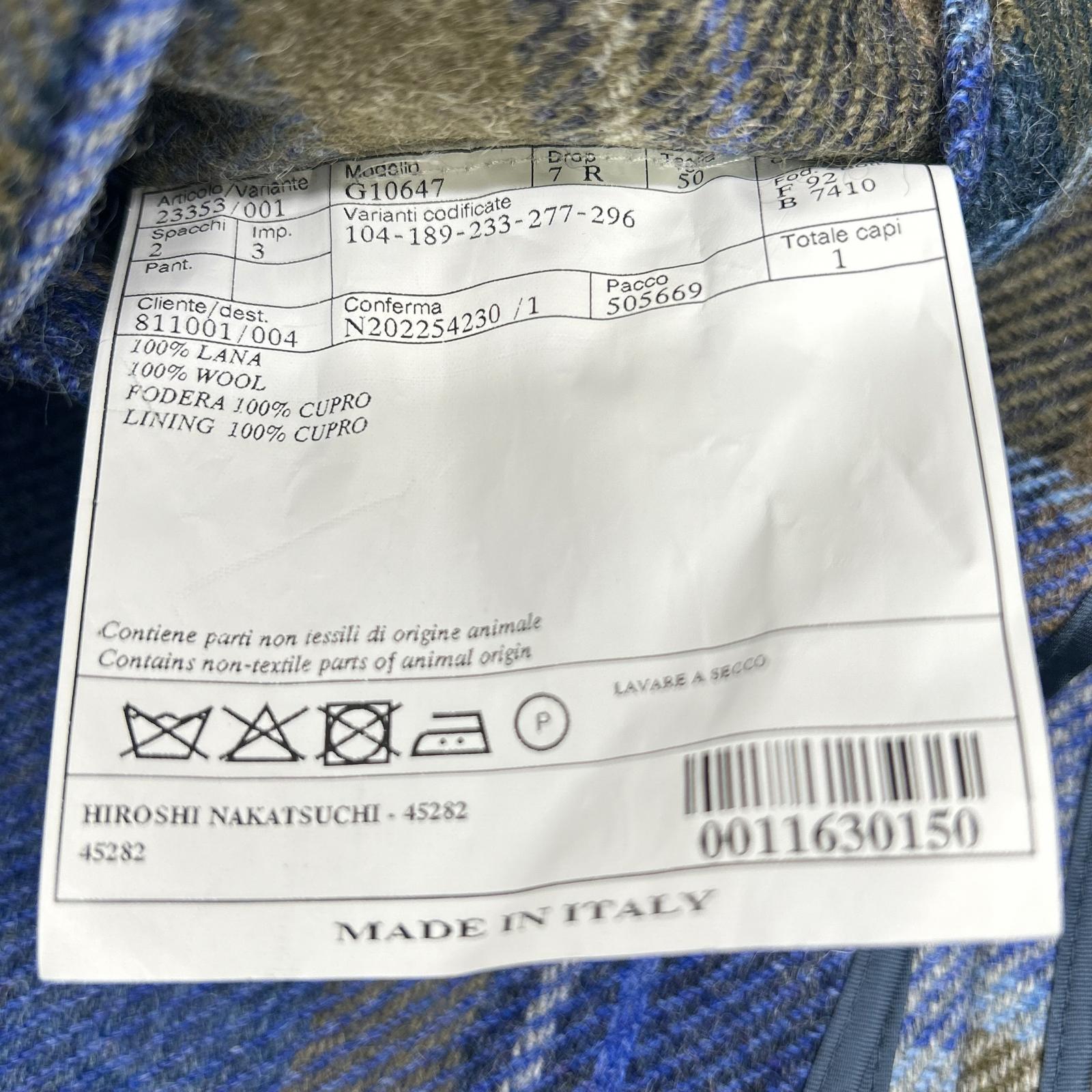 Belvest ベルベスト G10647 ブルー チェック ウール JACKET IN THE BOX 3Bジャケット ジャケット