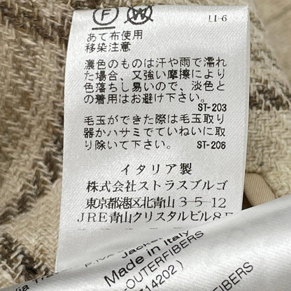 Sartorio サルトリオ SG5250 ベージュ ウール×シルク チェック 2Bテーラードジャケット ジャケット