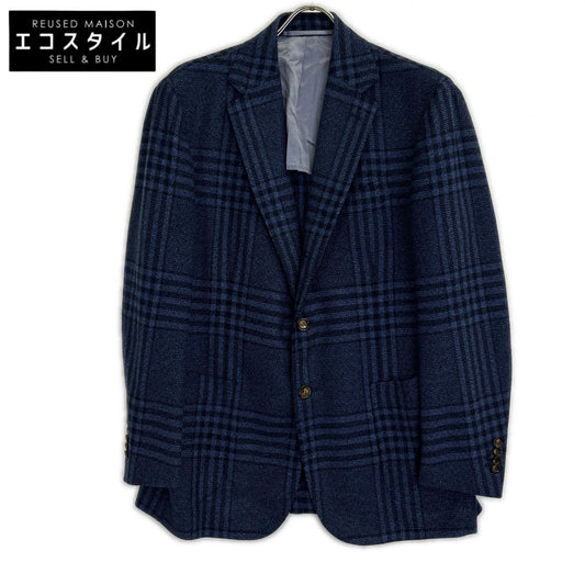 STILE LATINO スティレラティーノ 美品 GK21938 ﾌﾞﾙｰ ﾁｪｯｸ WS(ｶｼﾐﾔ)100% 3Bｼﾞｬｹｯﾄ ジャケット 50