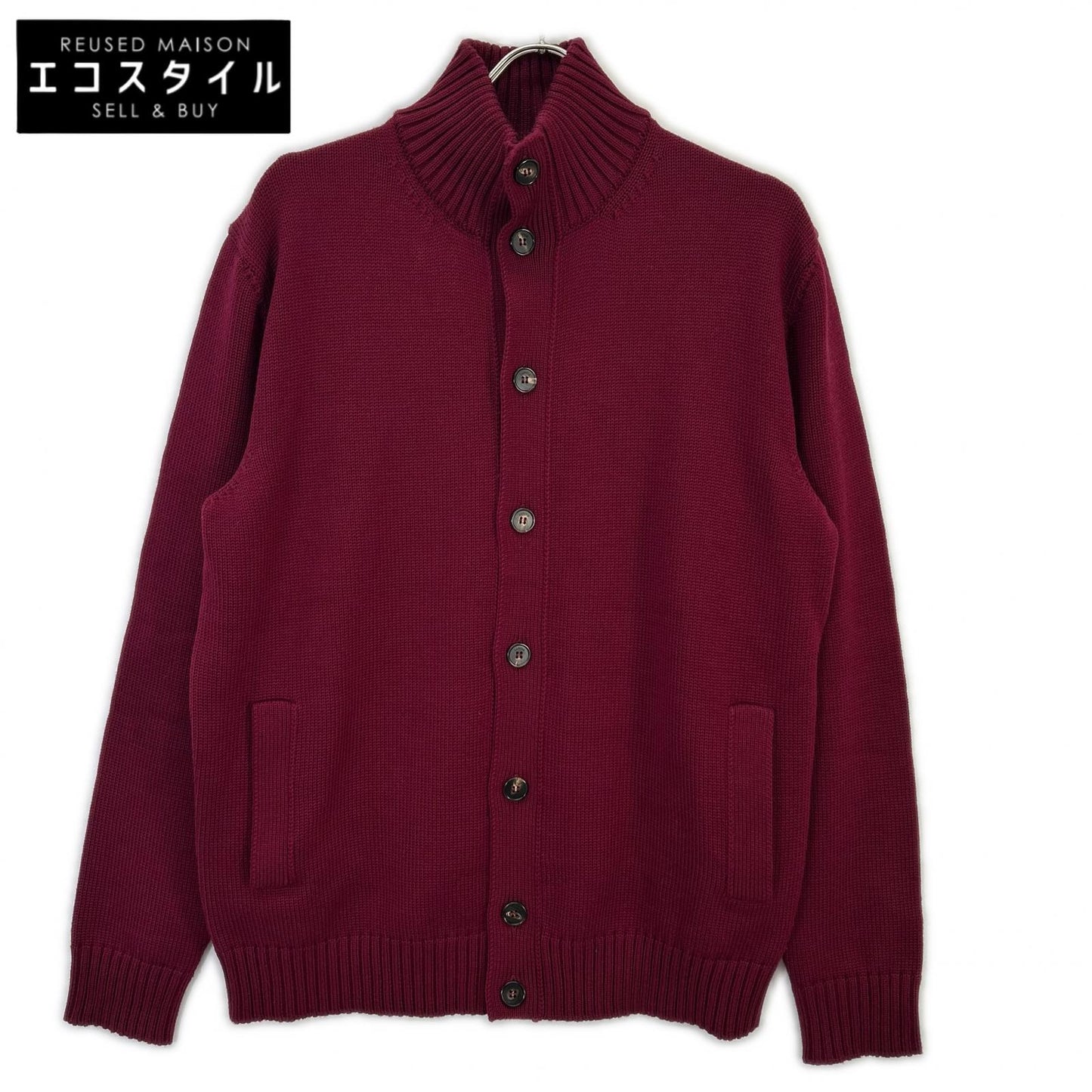 ZANONE ザノーネ 810100 ZR229 ボルドー 5ゲージウールスタンドカラーニットカーディガン CHIOTO SLIM FIT トップス