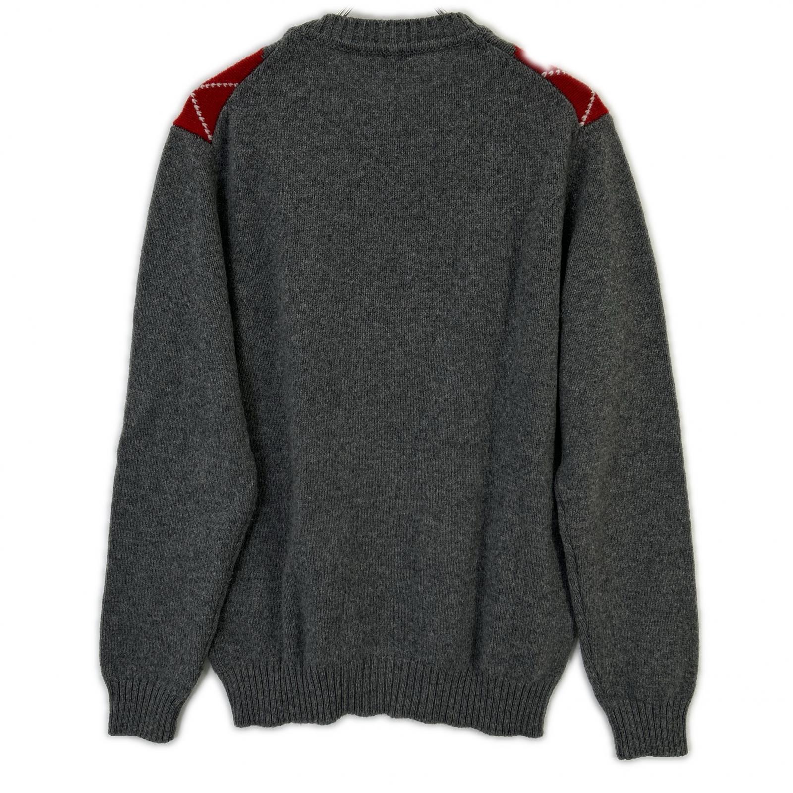St. Moritz Grey Wool x Cashmere Argyle Crew Neck Knit Top Men's