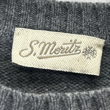 St. Moritz Grey Wool x Cashmere Argyle Crew Neck Knit Top Men's