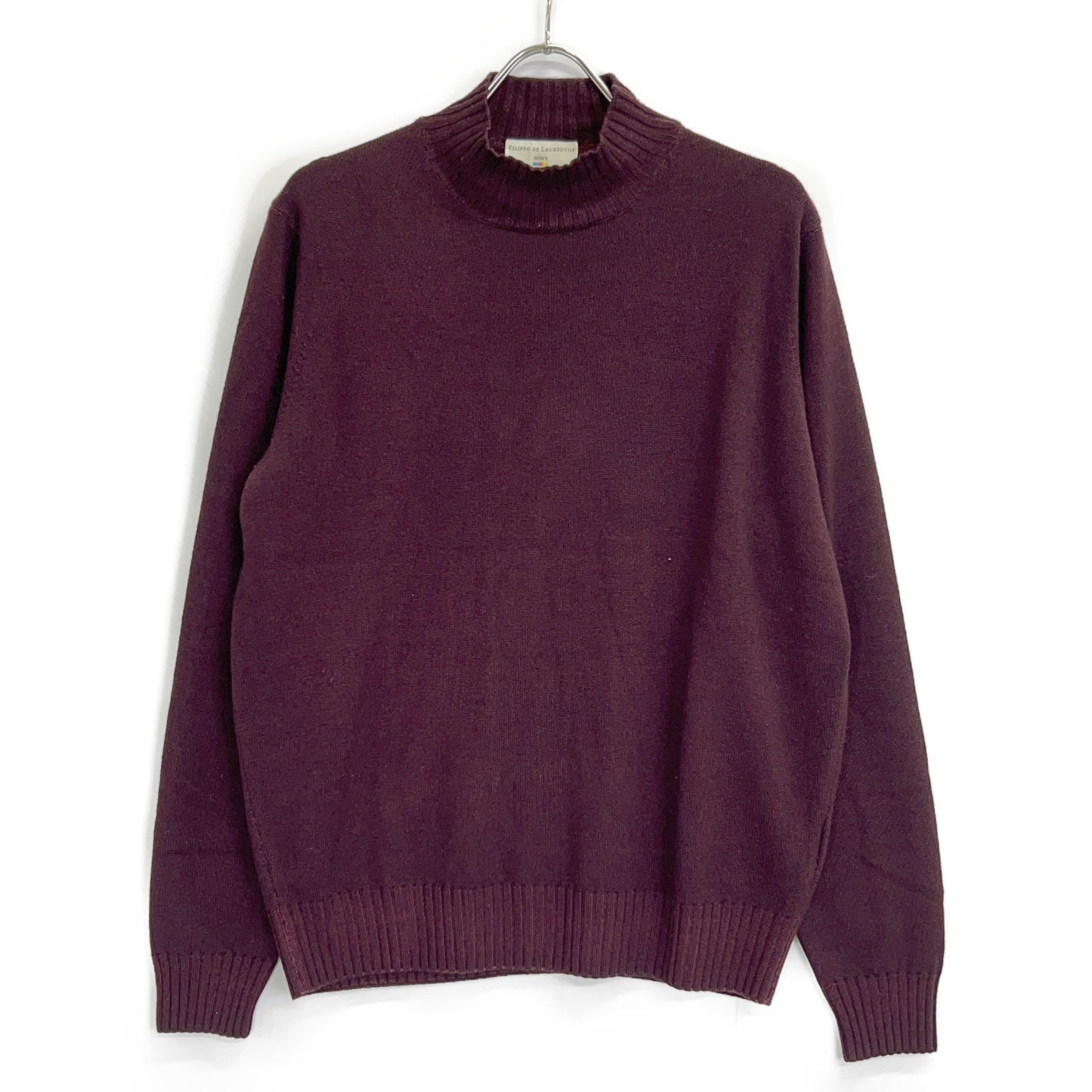 FILIPPO DE LAURENTIIS 3210-LU3ML45 Purple Merino Wool 7G Mock Neck Knit Top