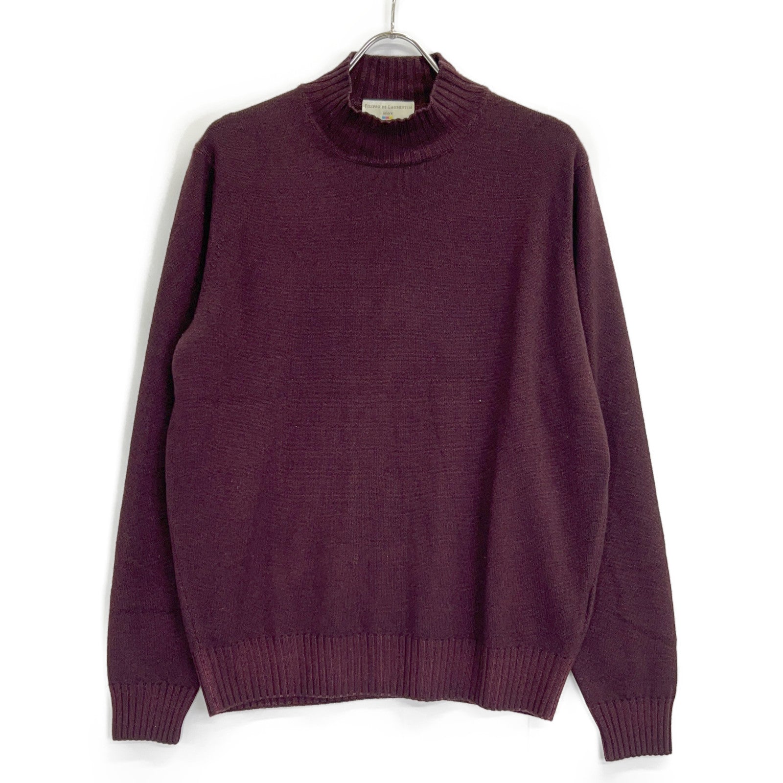 FILIPPO DE LAURENTIIS 3210-LU3ML45 Purple Merino Wool 7G Mock Neck Knit Top