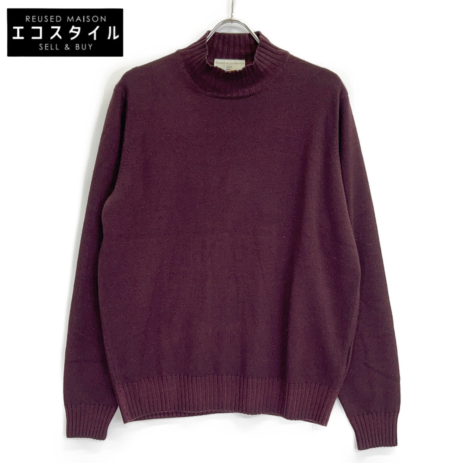 FILIPPO DE LAURENTIIS 3210-LU3ML45 Purple Merino Wool 7G Mock Neck Knit Top