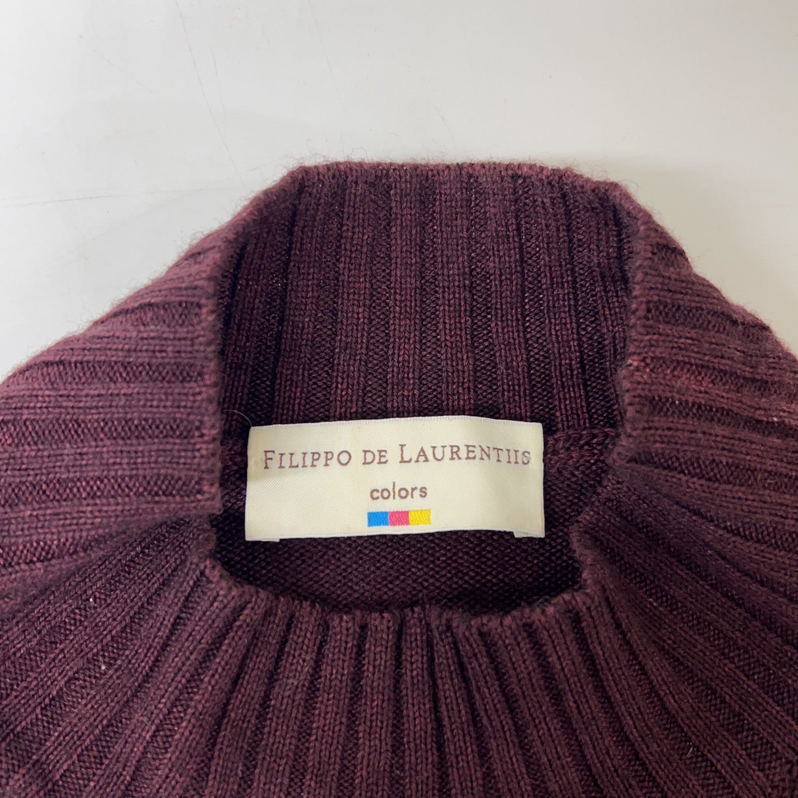 FILIPPO DE LAURENTIIS 3210-LU3ML45 Purple Merino Wool 7G Mock Neck Knit Top