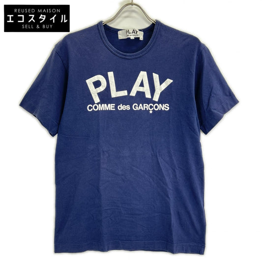PLAYCOMMEdesGARCONS プレイコムデギャルソン AZ-T176 ネイビー PLAY LOGO 半袖 T-SHIRT トップス