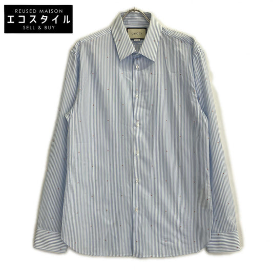 GUCCI グッチ 547234 ブルー ストライプ G総柄 シャツ トップス