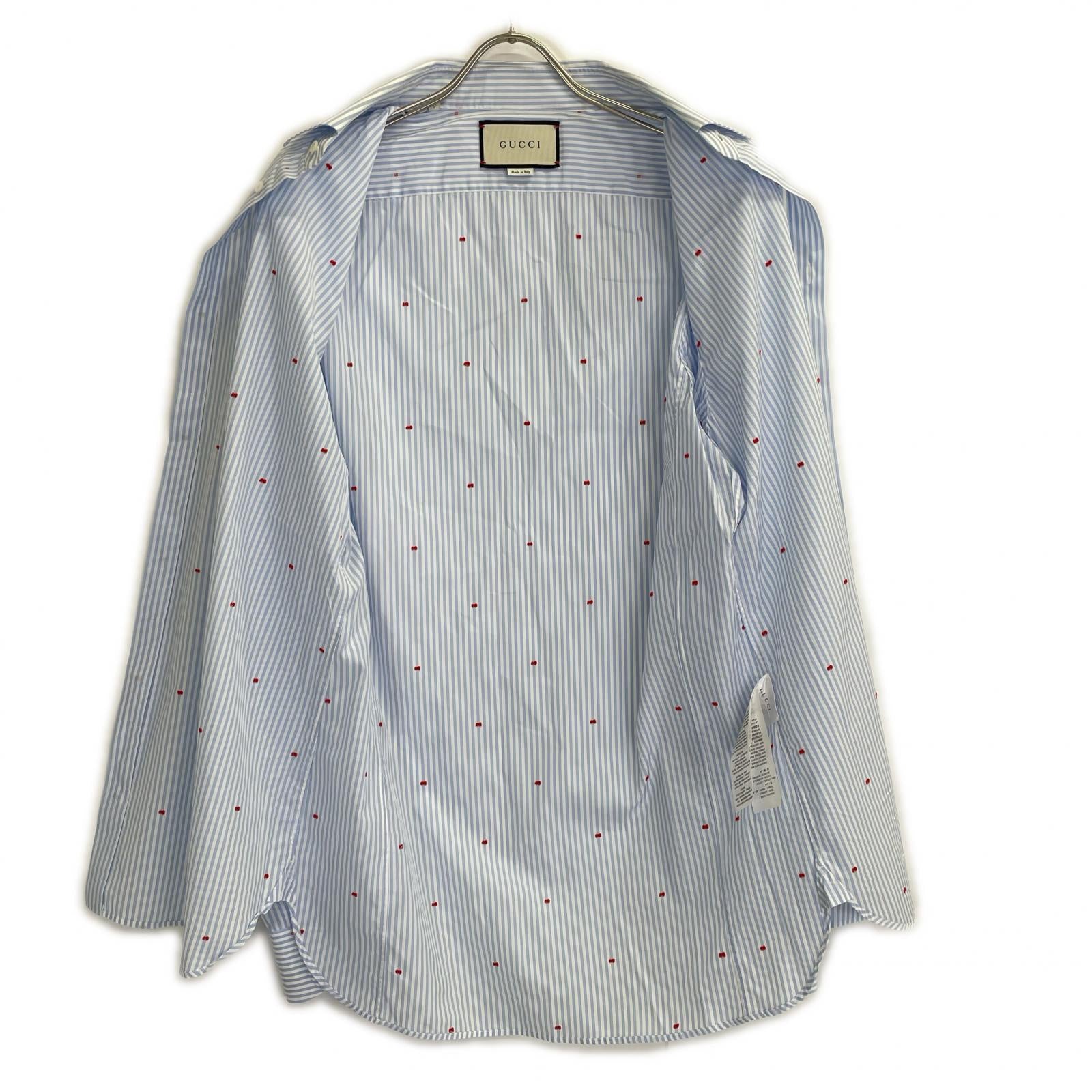 GUCCI グッチ 547234 ブルー ストライプ G総柄 シャツ トップス