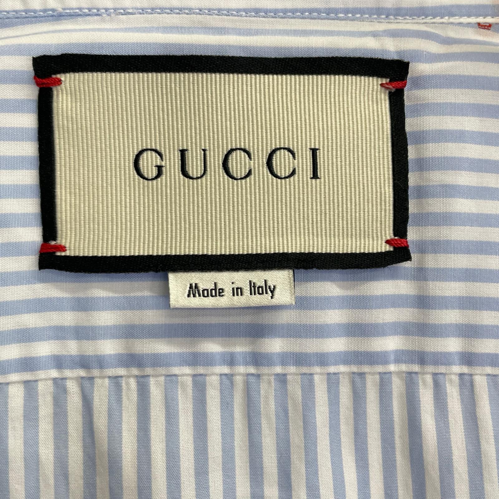 GUCCI グッチ 547234 ブルー ストライプ G総柄 シャツ トップス