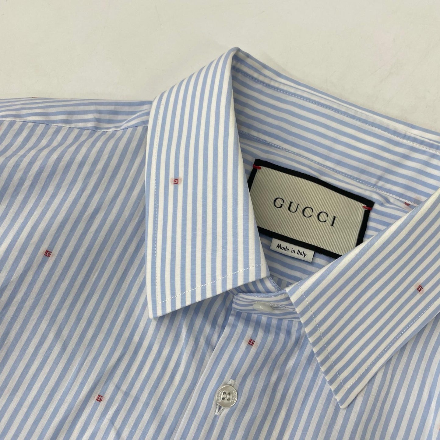 GUCCI グッチ 547234 ブルー ストライプ G総柄 シャツ トップス
