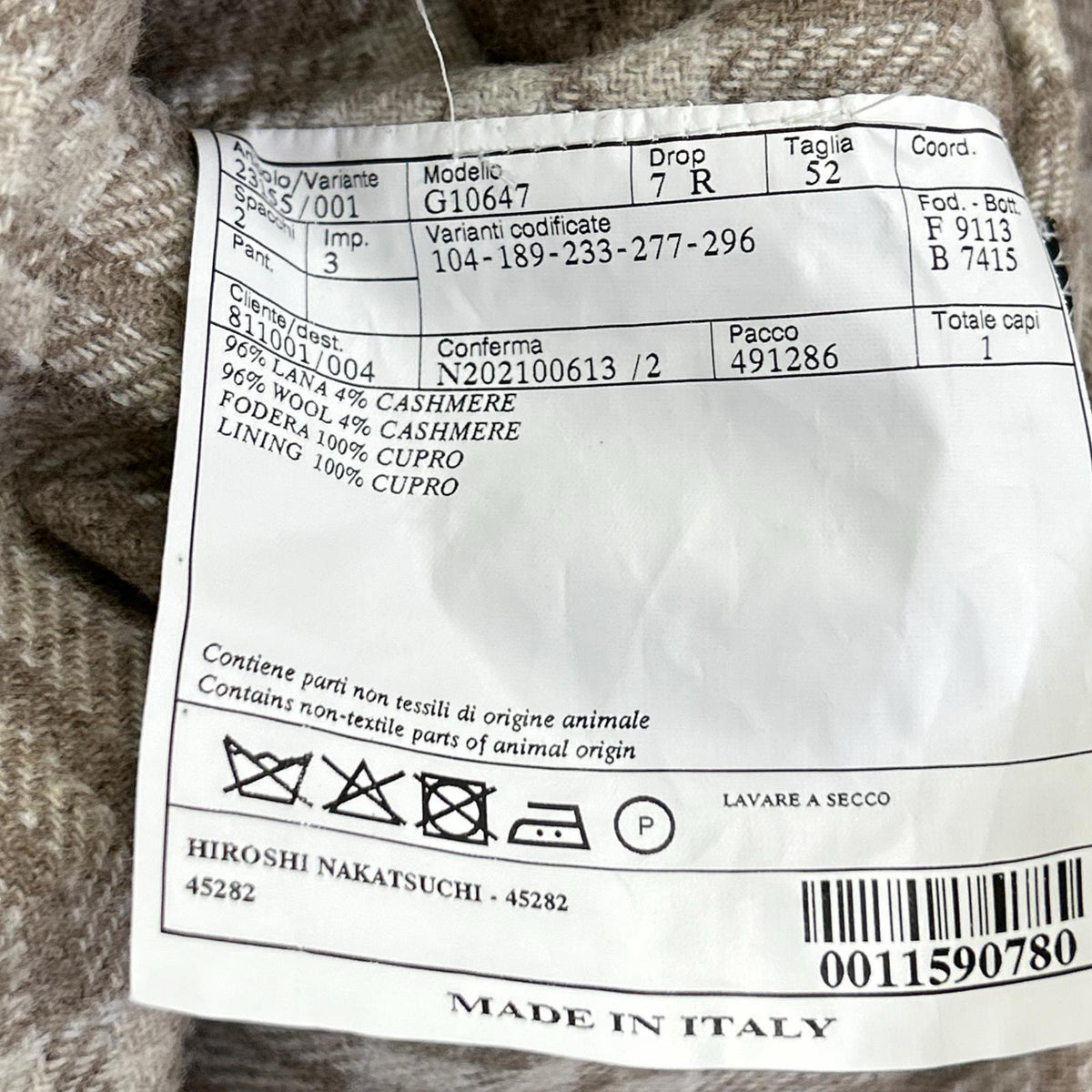 Belvest ベルベスト 【美品/国内正規】G10647 チェック ウール 段返り3Bテーラードジャケット ジャケット