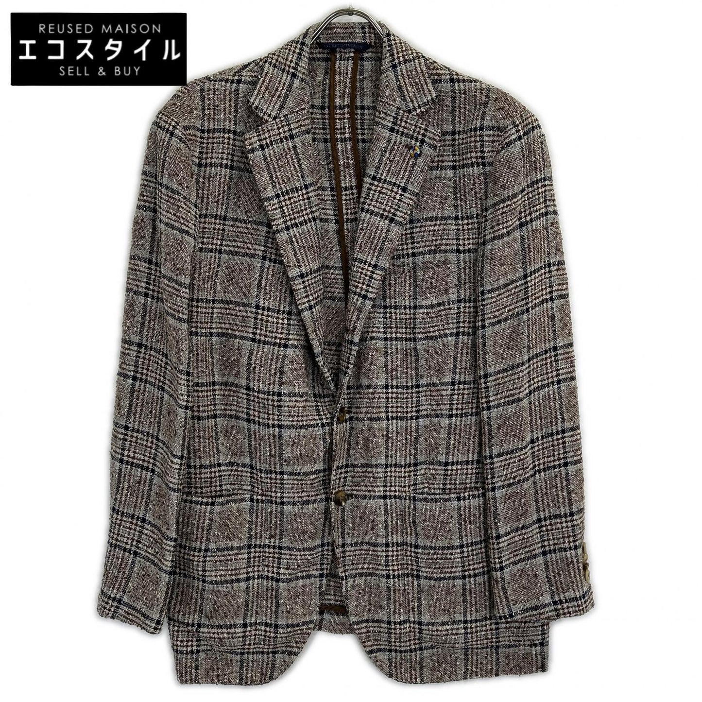 Belvest 贝尔维斯特 【美品/国内正品】G10647 格纹亚麻混纺三粒扣西装夹克