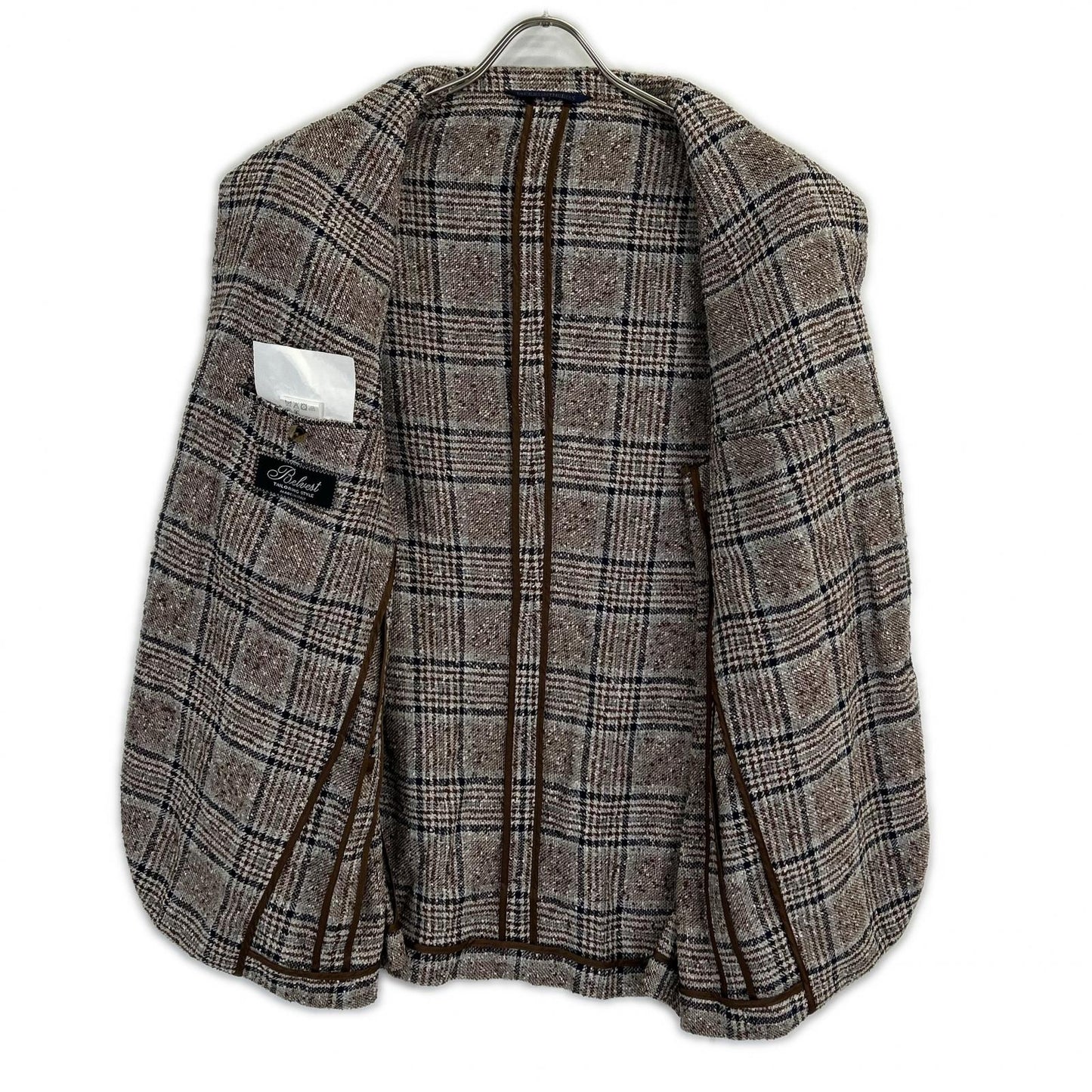 Belvest 贝尔维斯特 【美品/国内正品】G10647 格纹亚麻混纺三粒扣西装夹克