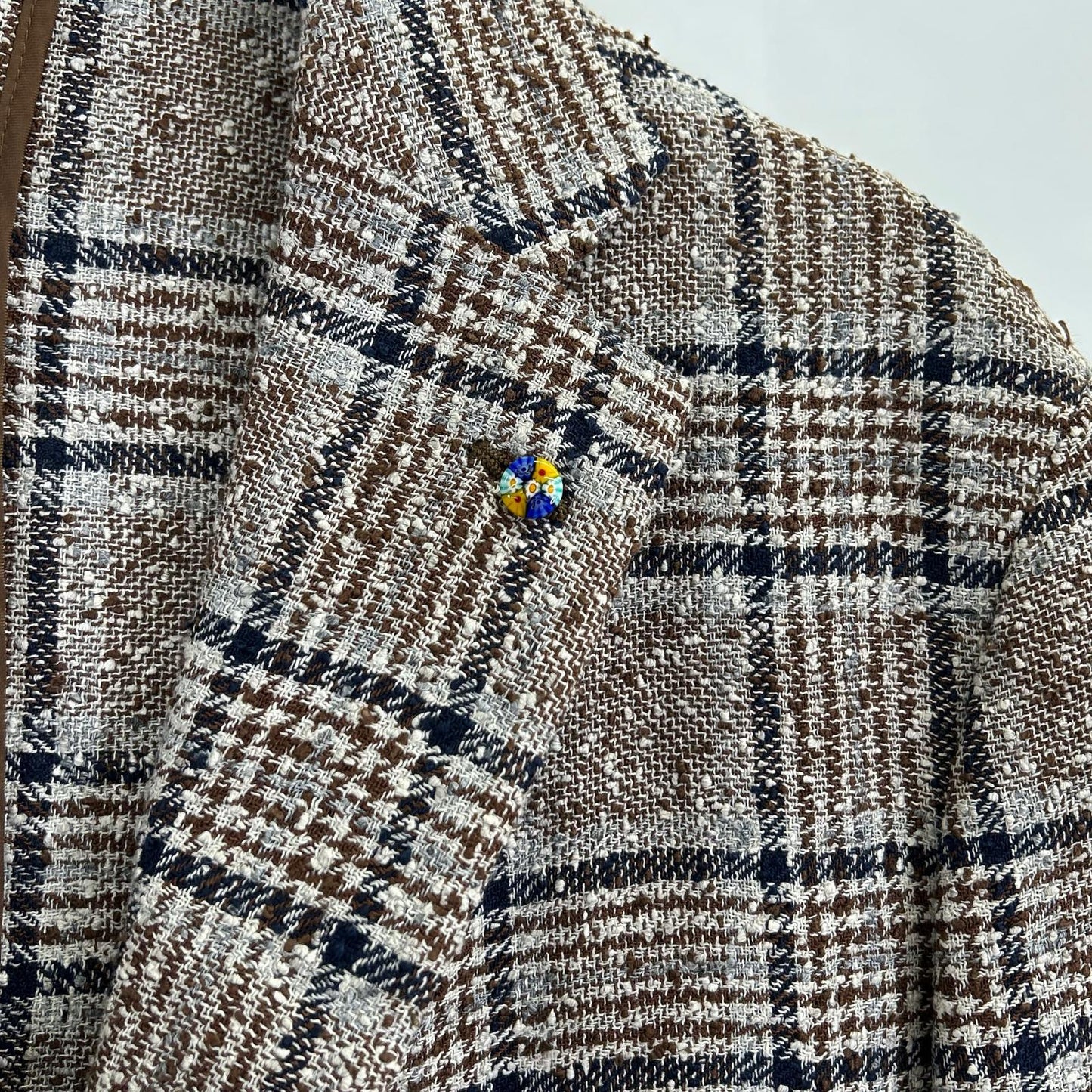 Belvest 贝尔维斯特 【美品/国内正品】G10647 格纹亚麻混纺三粒扣西装夹克