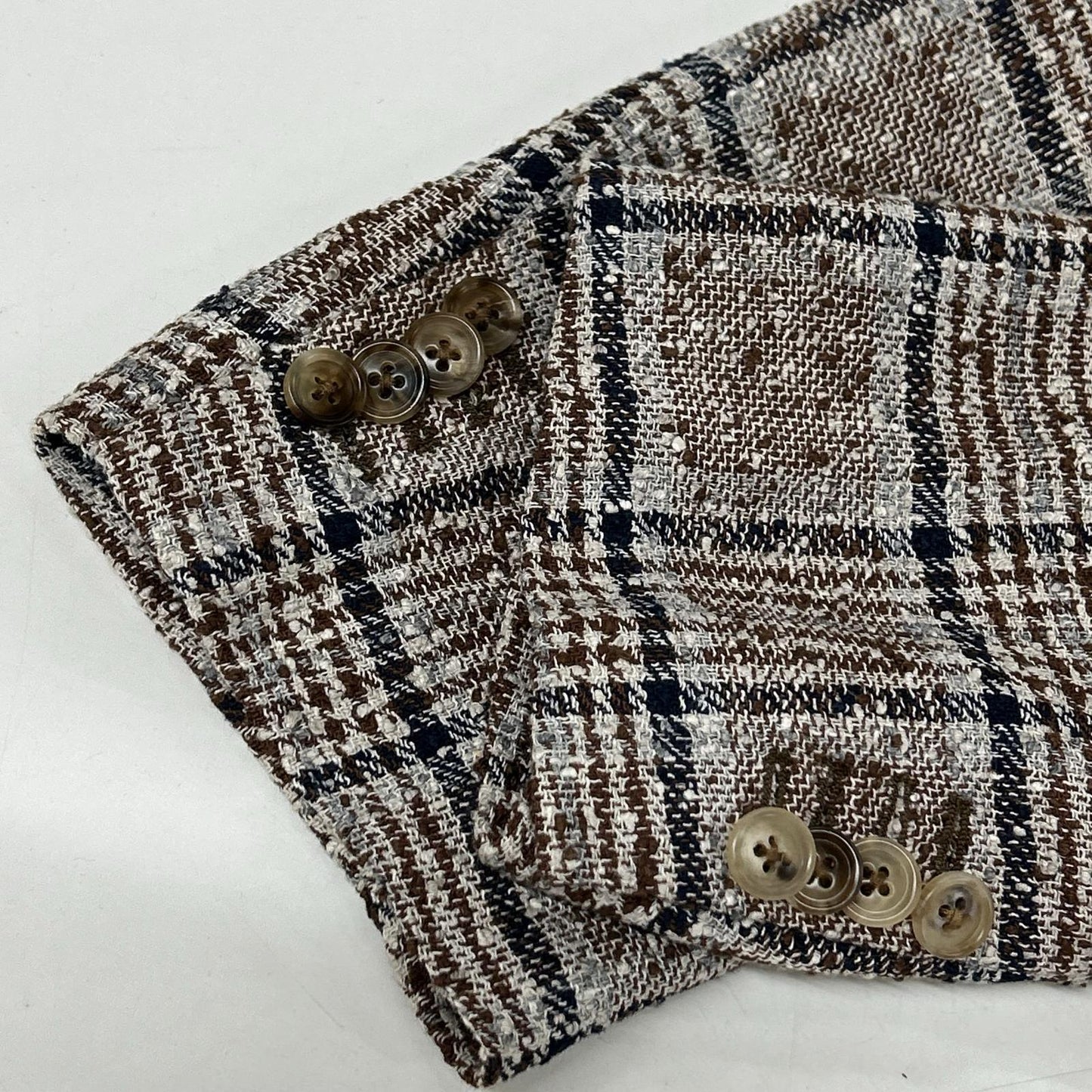Belvest 贝尔维斯特 【美品/国内正品】G10647 格纹亚麻混纺三粒扣西装夹克