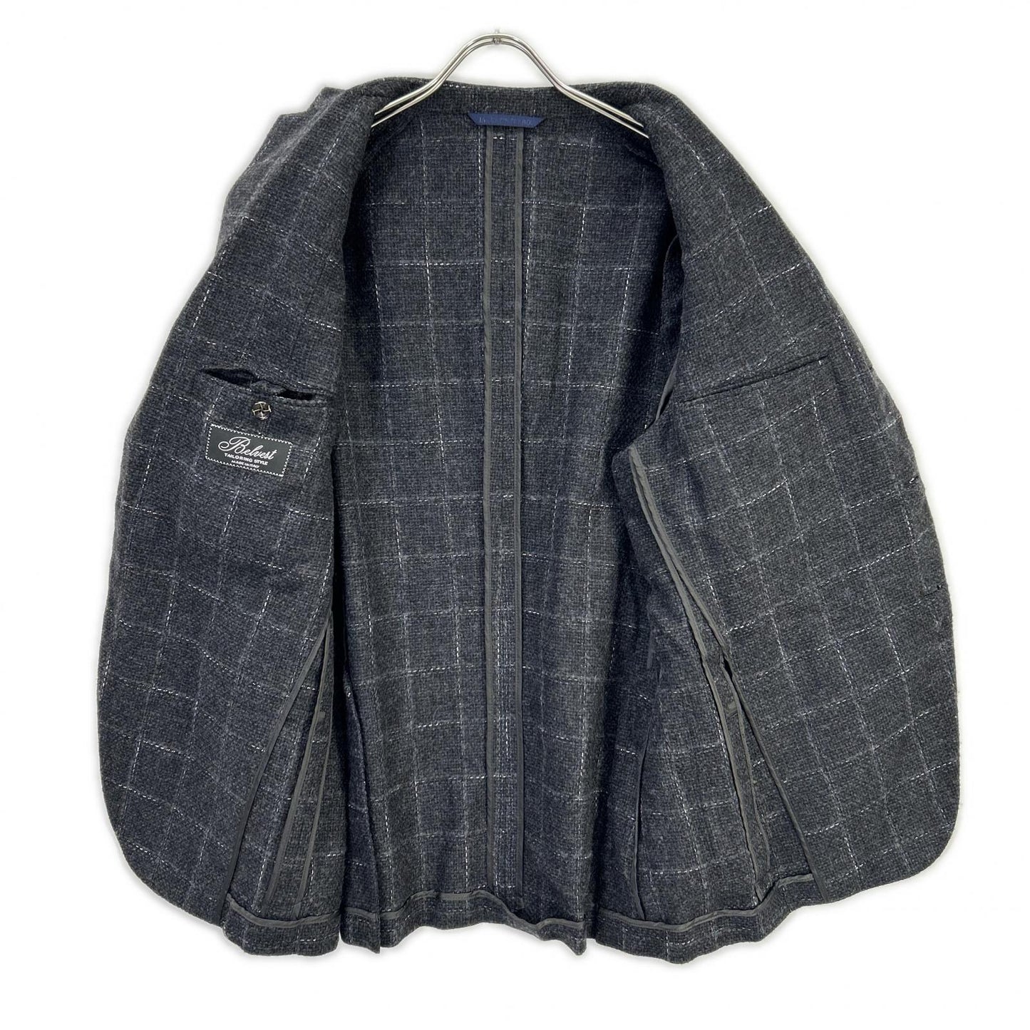 Belvest 贝维斯 G10647 灰色 羊毛棉 格纹 JACKET IN THE BOX 3纽扣夹克 夹克