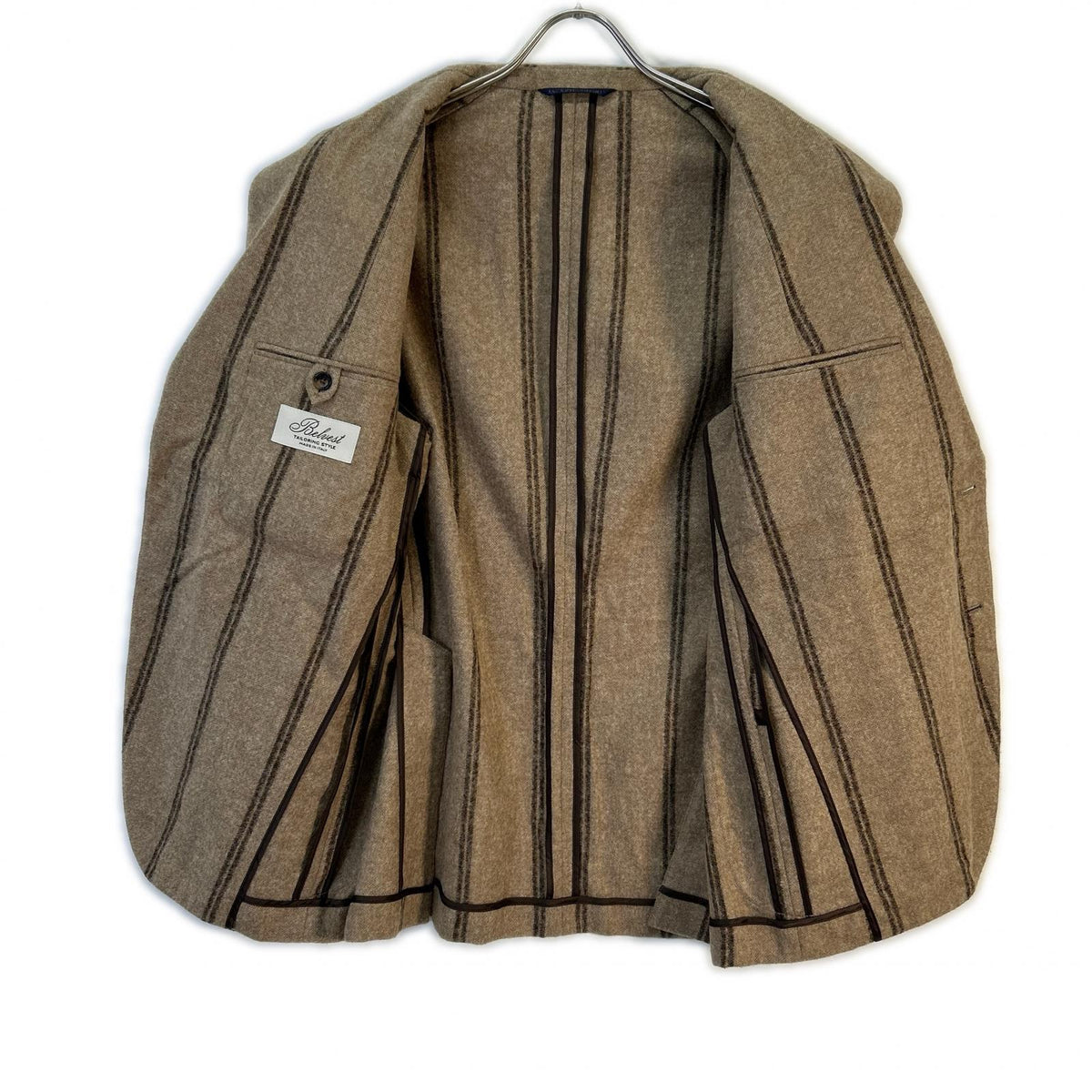 Belvest ベルベスト G10302 ブラウン アルパカウール ストライプ JACKET IN THE BOX 3Bジャケット ジャケット