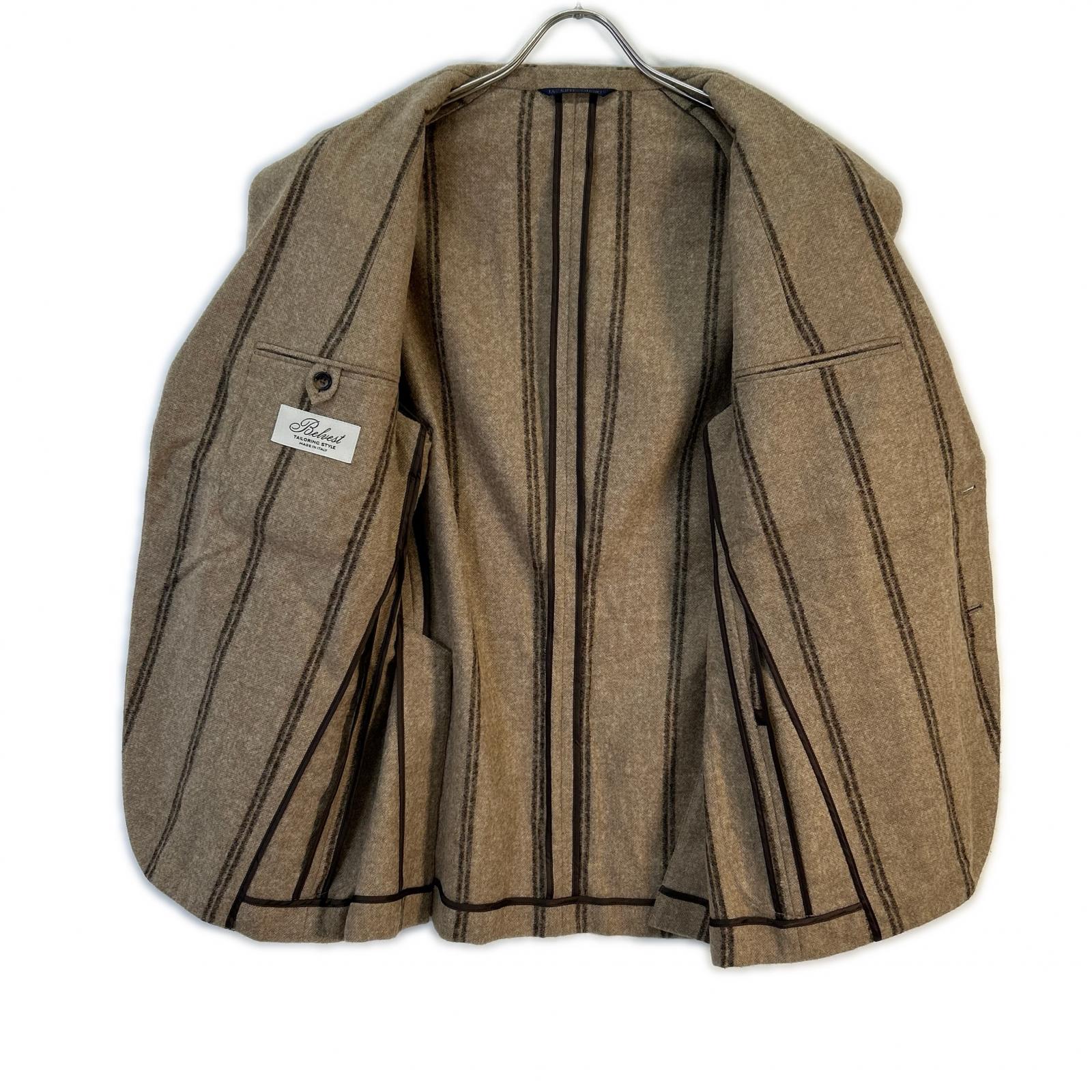 Belvest ベルベスト G10302 ブラウン アルパカウール ストライプ JACKET IN THE BOX 3Bジャケット ジャケット