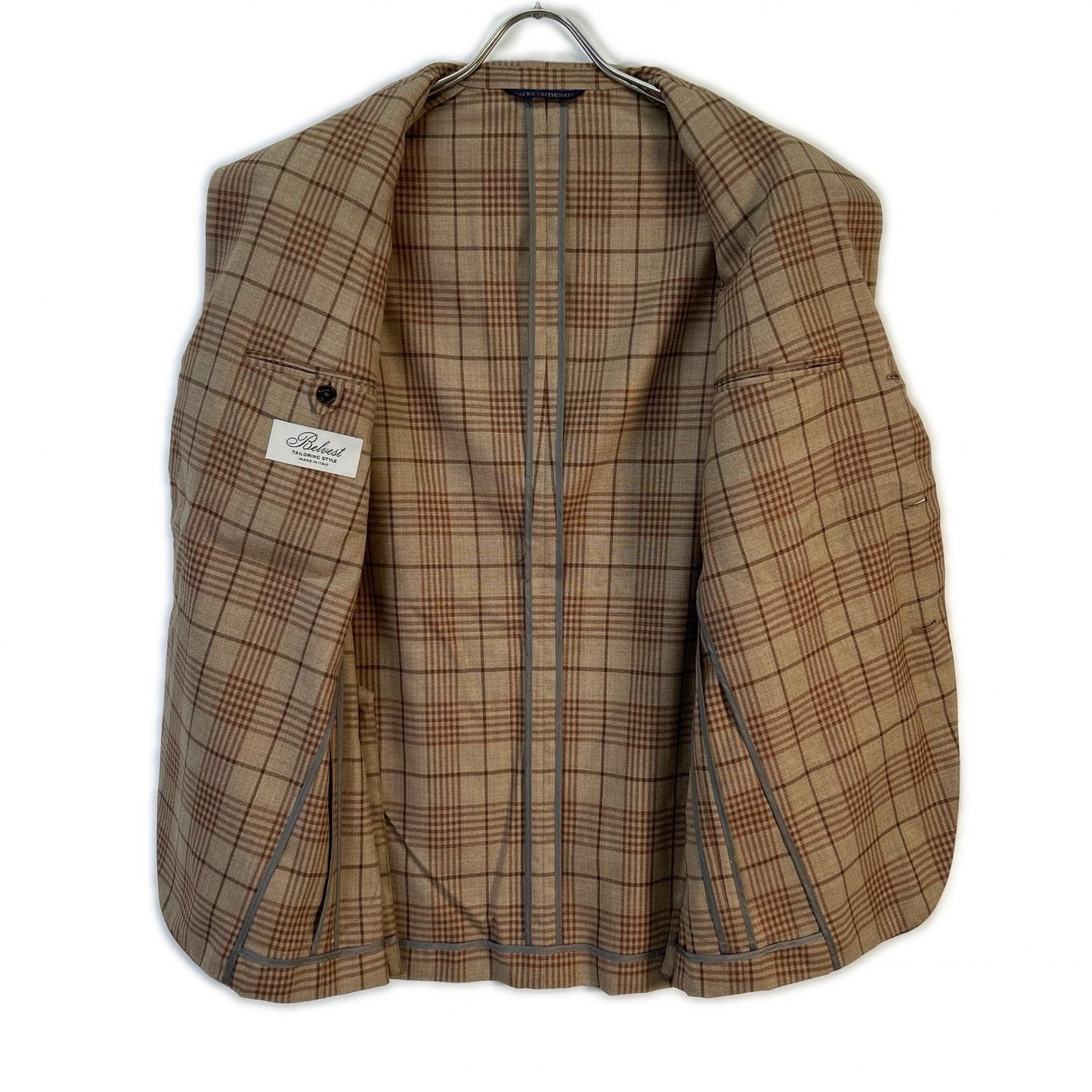 Belvest ベルベスト G10307 ブラウン ウール チェック JACKET IN THE BOX 3Bジャケット ジャケット