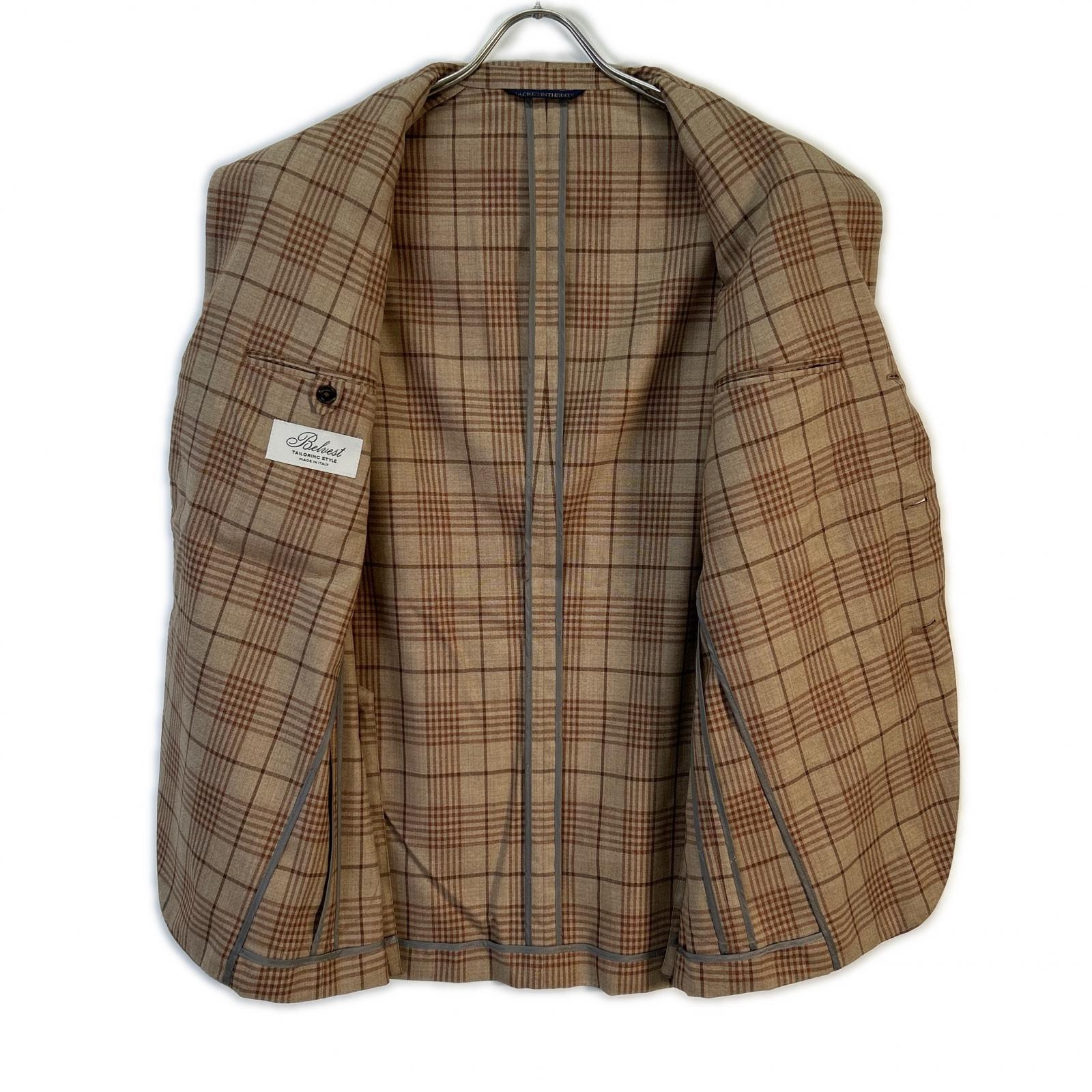Belvest ベルベスト G10307 ブラウン ウール チェック JACKET IN THE BOX 3Bジャケット ジャケット