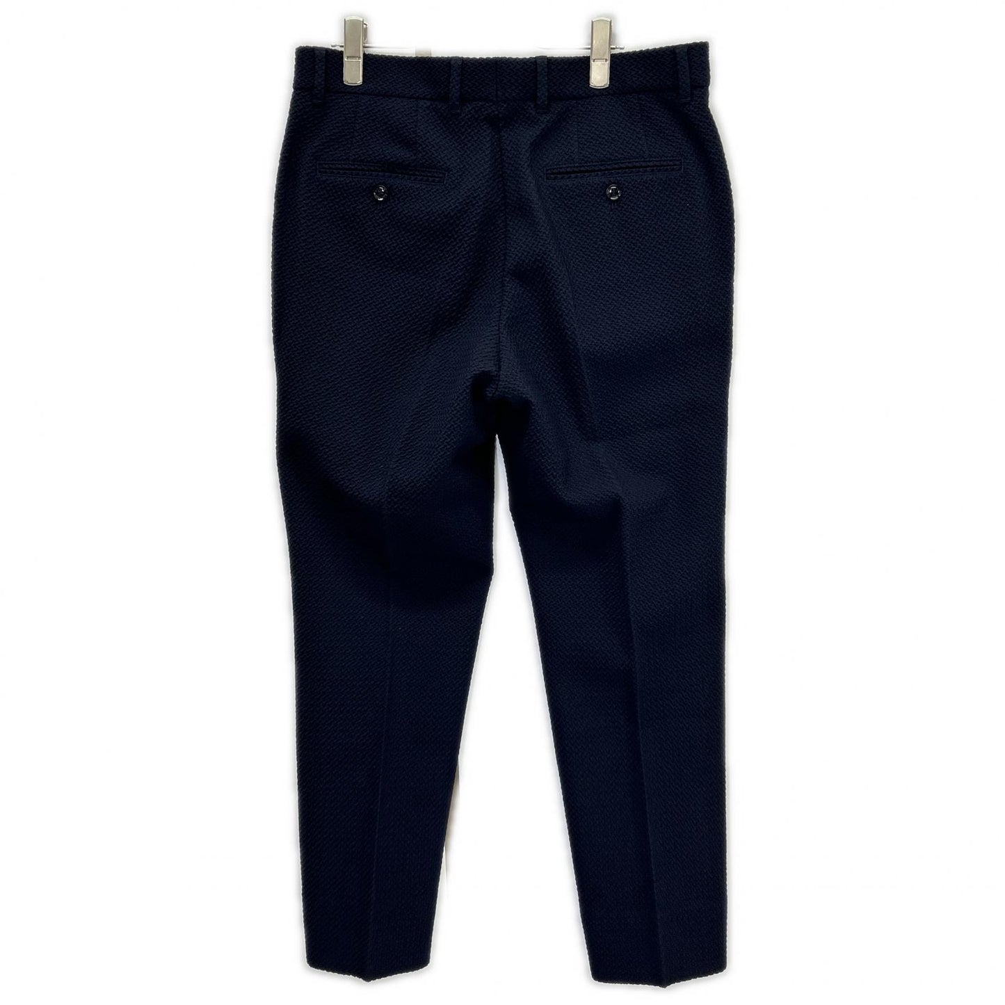 BOSS ボス ネイビー ウールブレンド スリムフィット シアサッカー ジャケットパンツ セットアップ