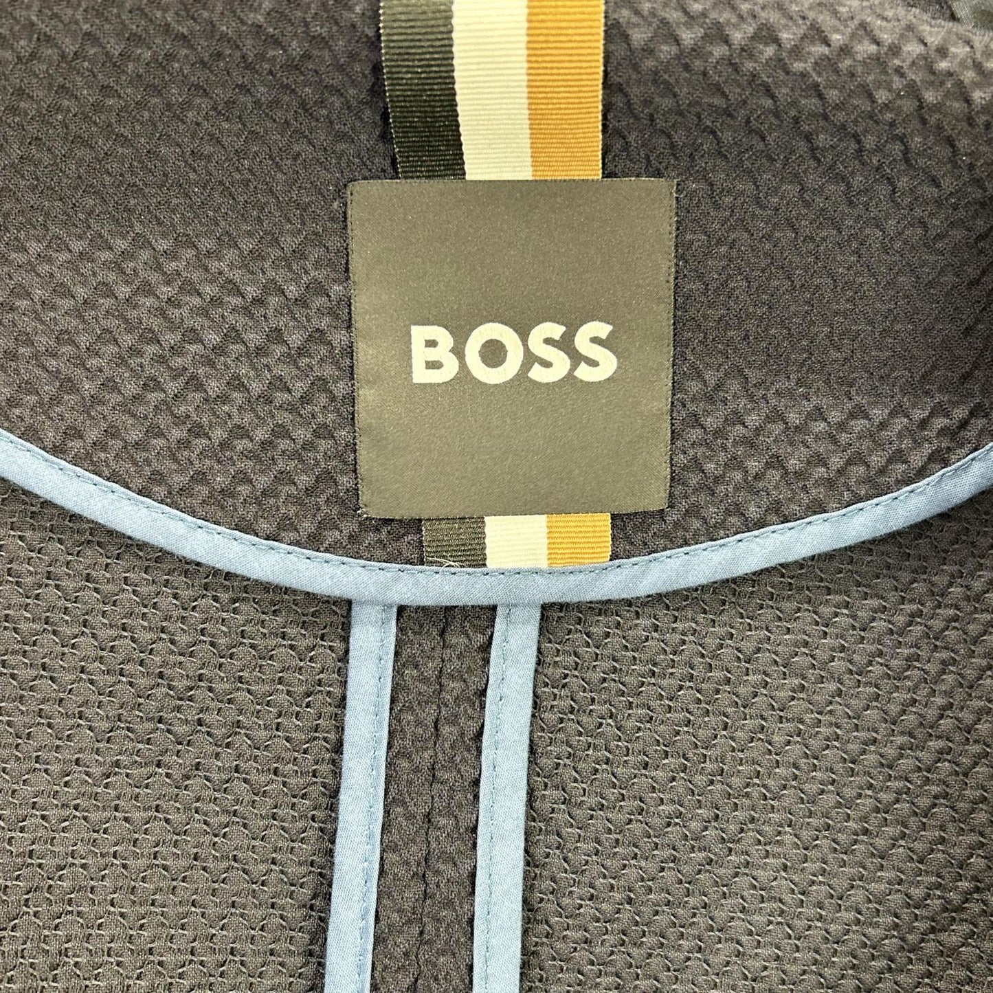 BOSS ボス ネイビー ウールブレンド スリムフィット シアサッカー ジャケットパンツ セットアップ
