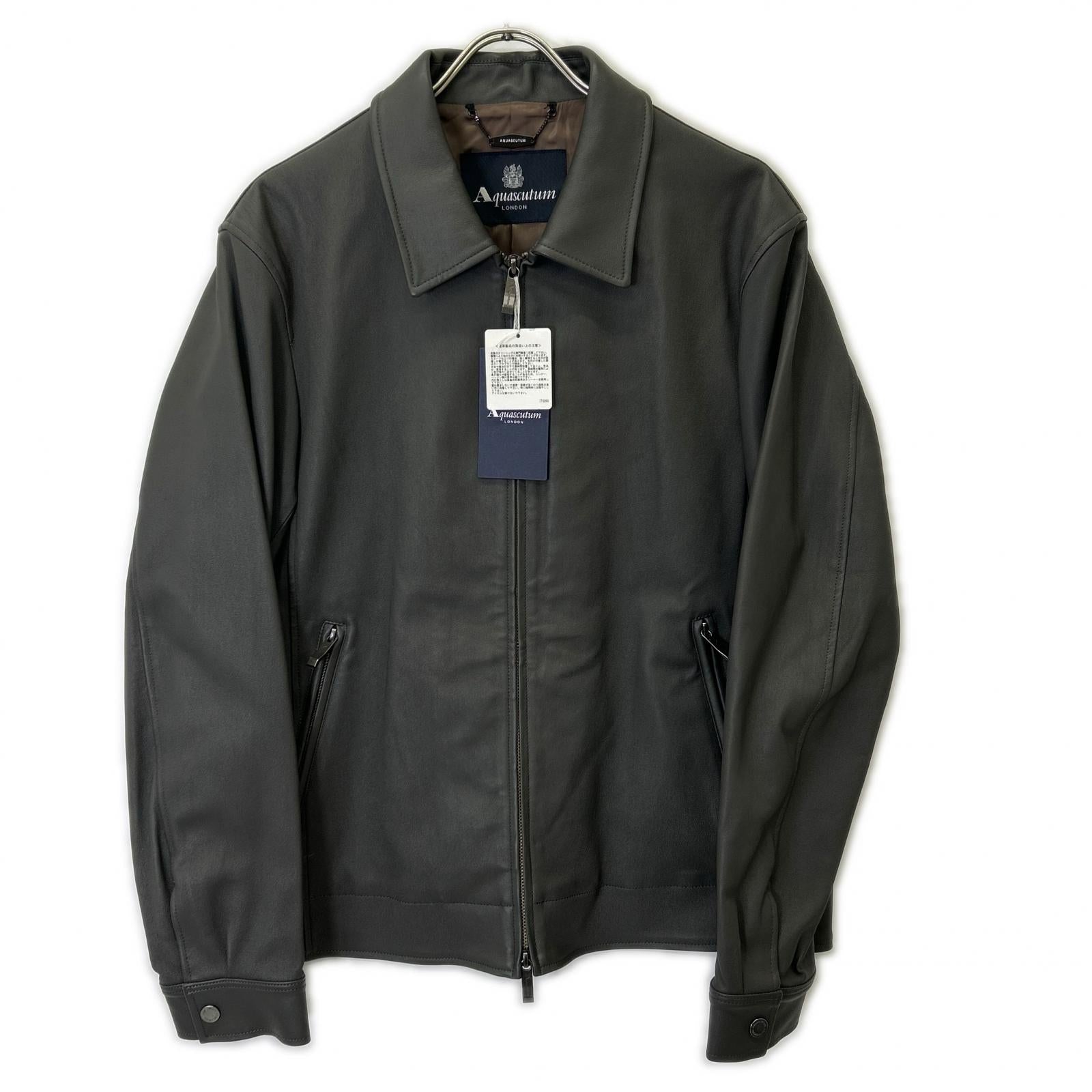 Aquascutum アクアスキュータム 2202415016-97 グレー ラムレザー シングルライダースジャケット ジャケット