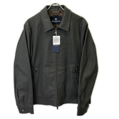 Aquascutum アクアスキュータム 2202415016-97 グレー ラムレザー シングルライダースジャケット ジャケット
