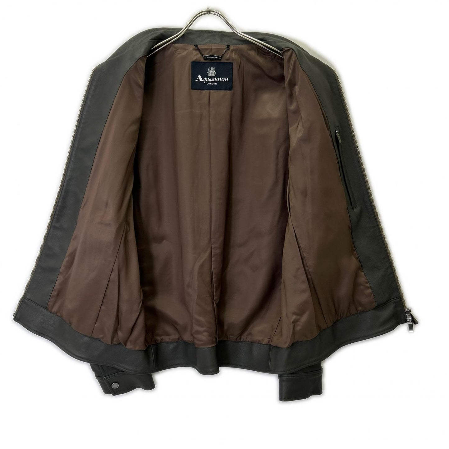Aquascutum アクアスキュータム 2202415016-97 グレー ラムレザー シングルライダースジャケット ジャケット
