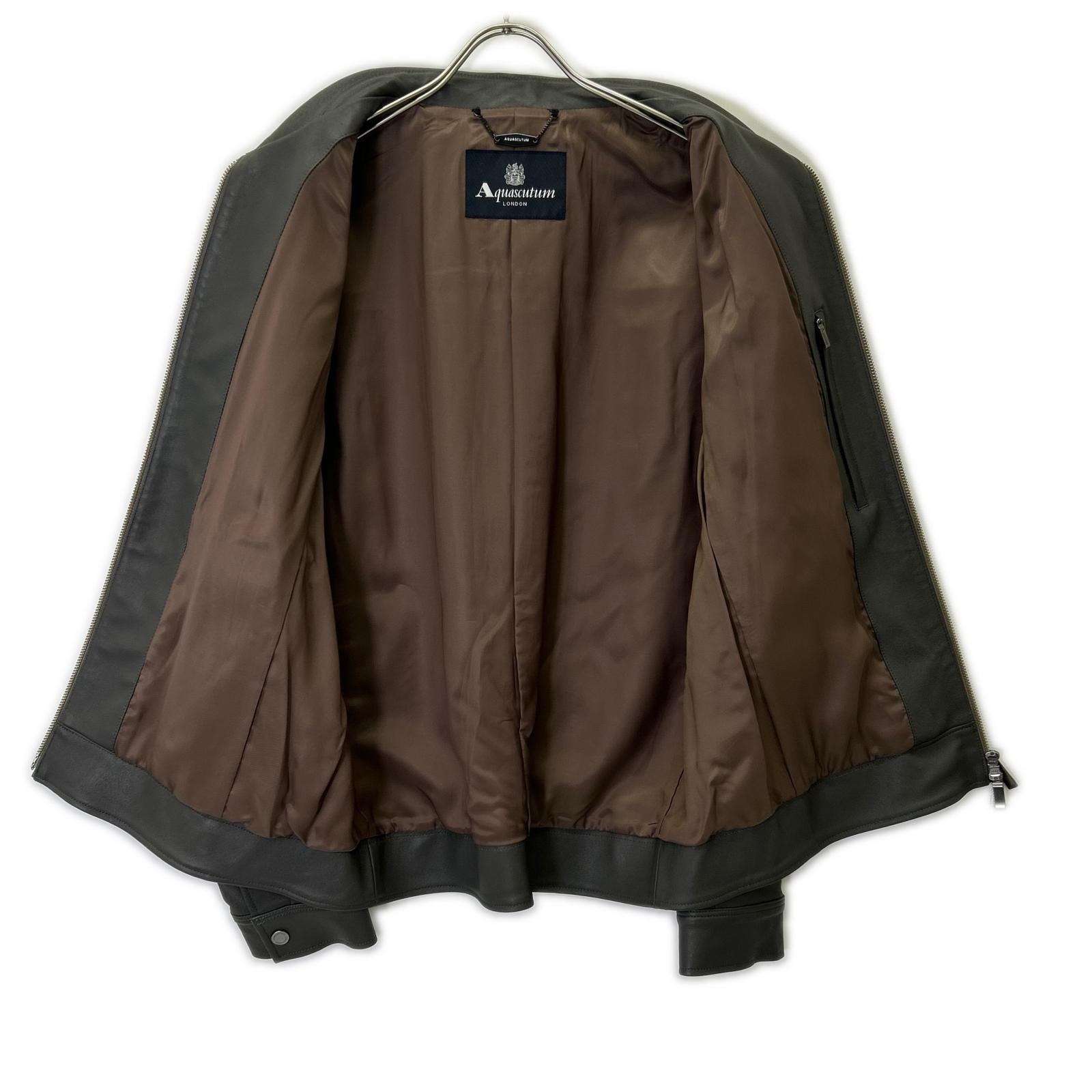 Aquascutum アクアスキュータム 2202415016-97 グレー ラムレザー シングルライダースジャケット ジャケット