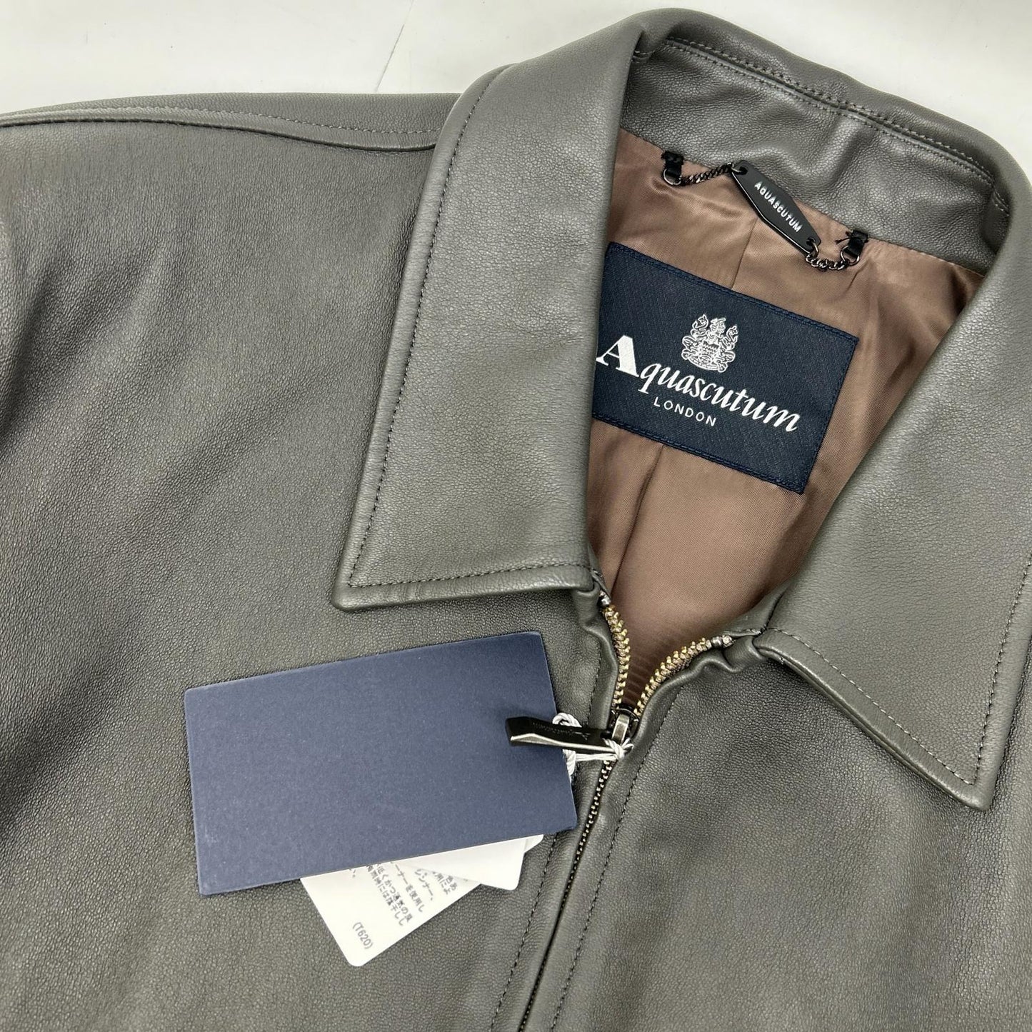 Aquascutum アクアスキュータム 2202415016-97 グレー ラムレザー シングルライダースジャケット ジャケット