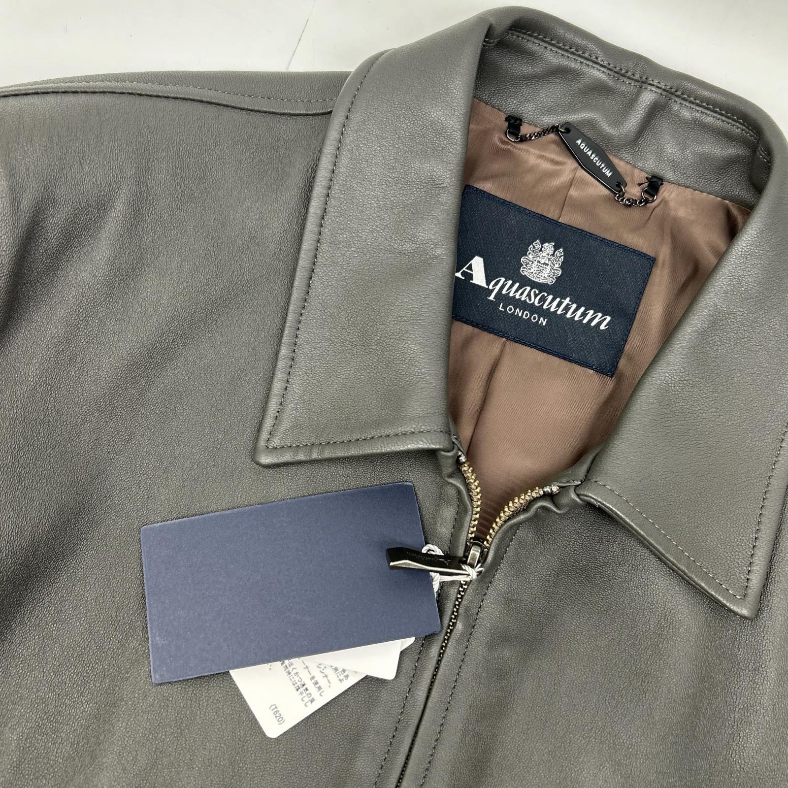 Aquascutum アクアスキュータム 2202415016-97 グレー ラムレザー シングルライダースジャケット ジャケット