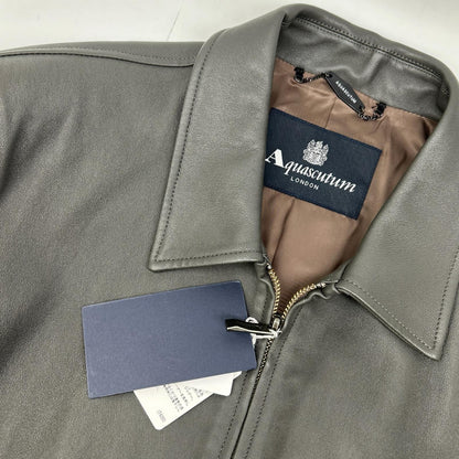 Aquascutum アクアスキュータム 2202415016-97 グレー ラムレザー シングルライダースジャケット ジャケット