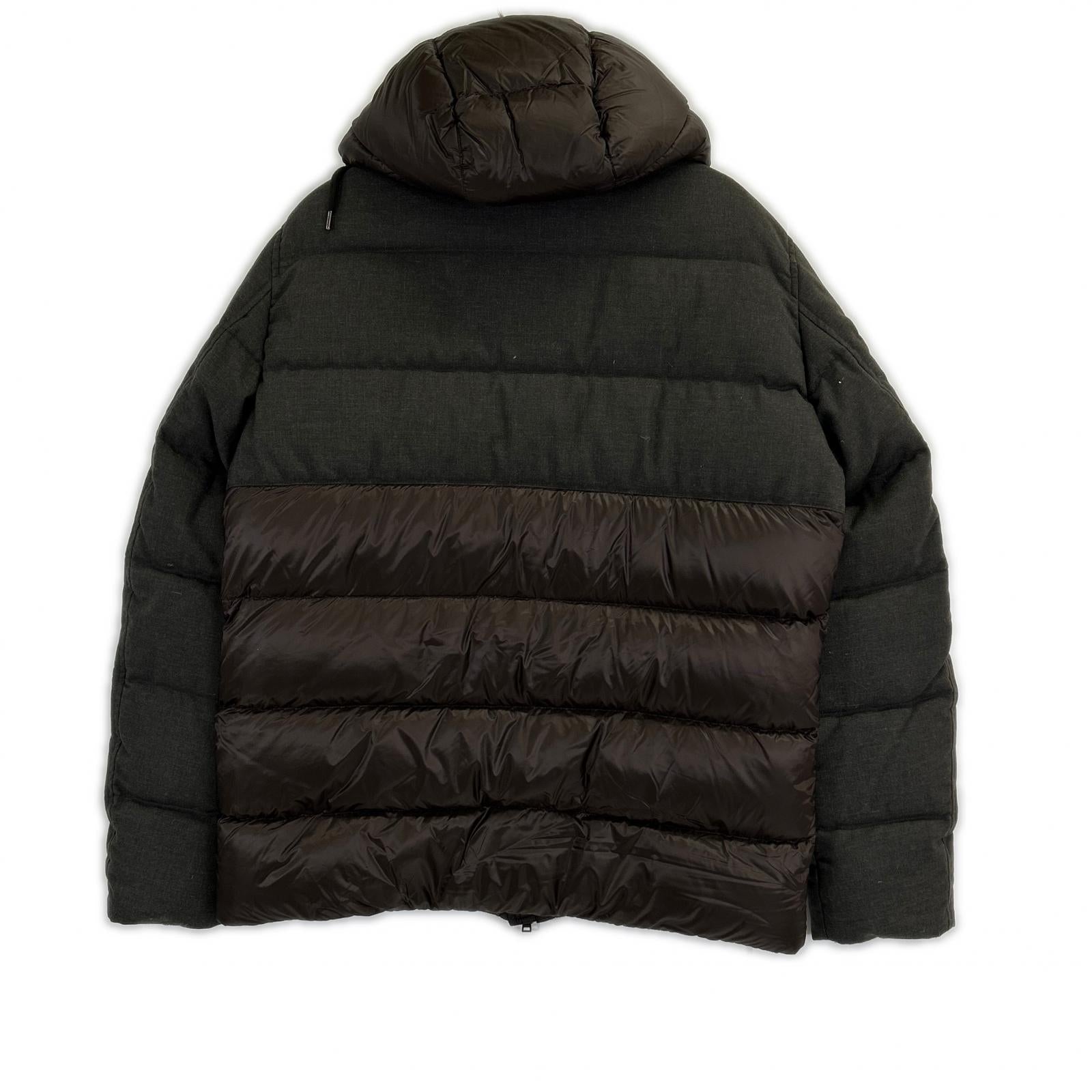 【美品/国内正品】PI000949U 混色法兰绒×尼龙 连帽羽绒服 夹克 52 男款