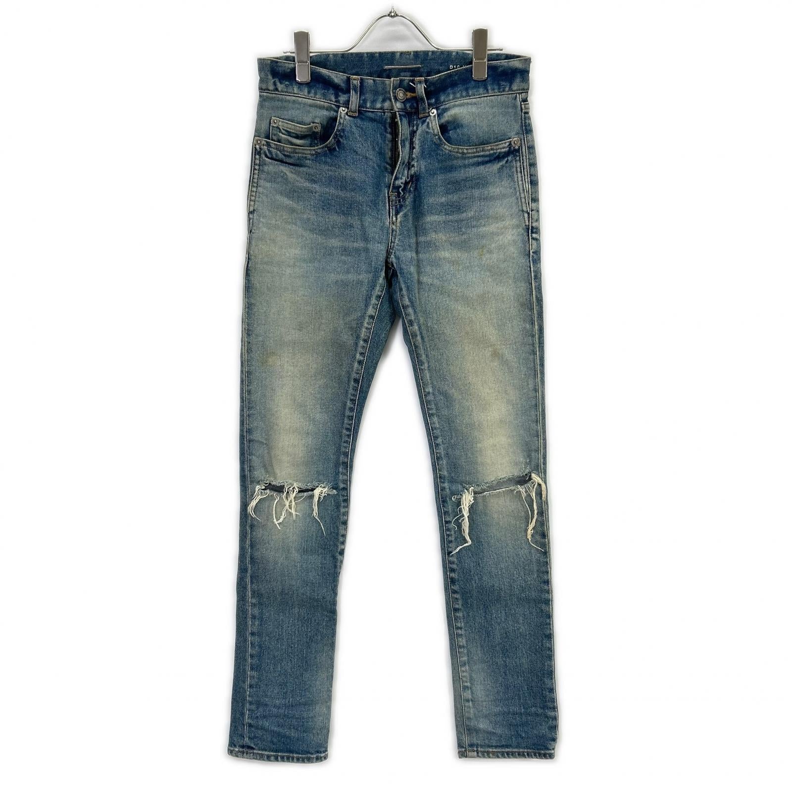 SAINT LAURENT PARIS 圣罗兰巴黎 19年 606663 做旧破洞修身牛仔裤 下装