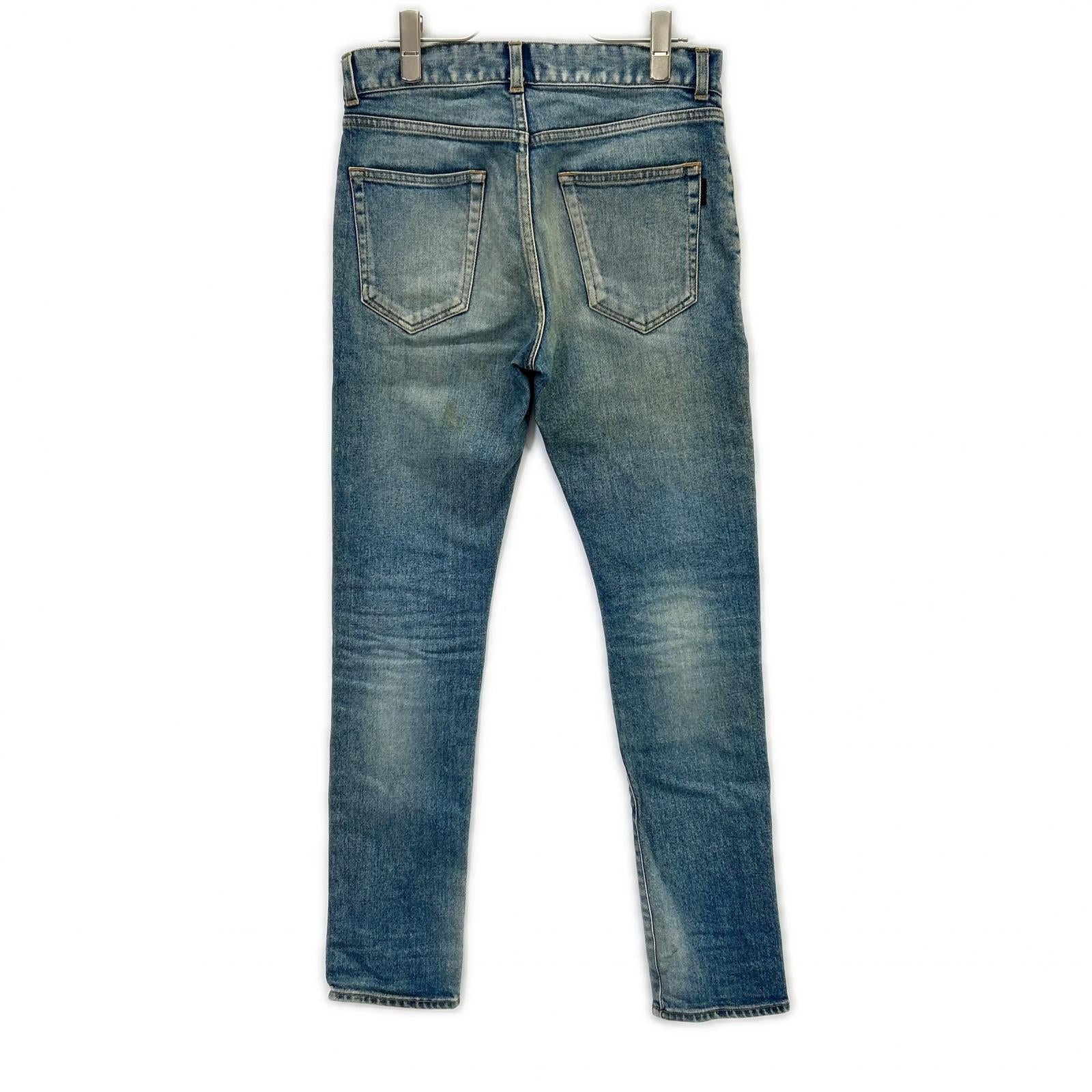 SAINT LAURENT PARIS 圣罗兰巴黎 19年 606663 做旧破洞修身牛仔裤 下装