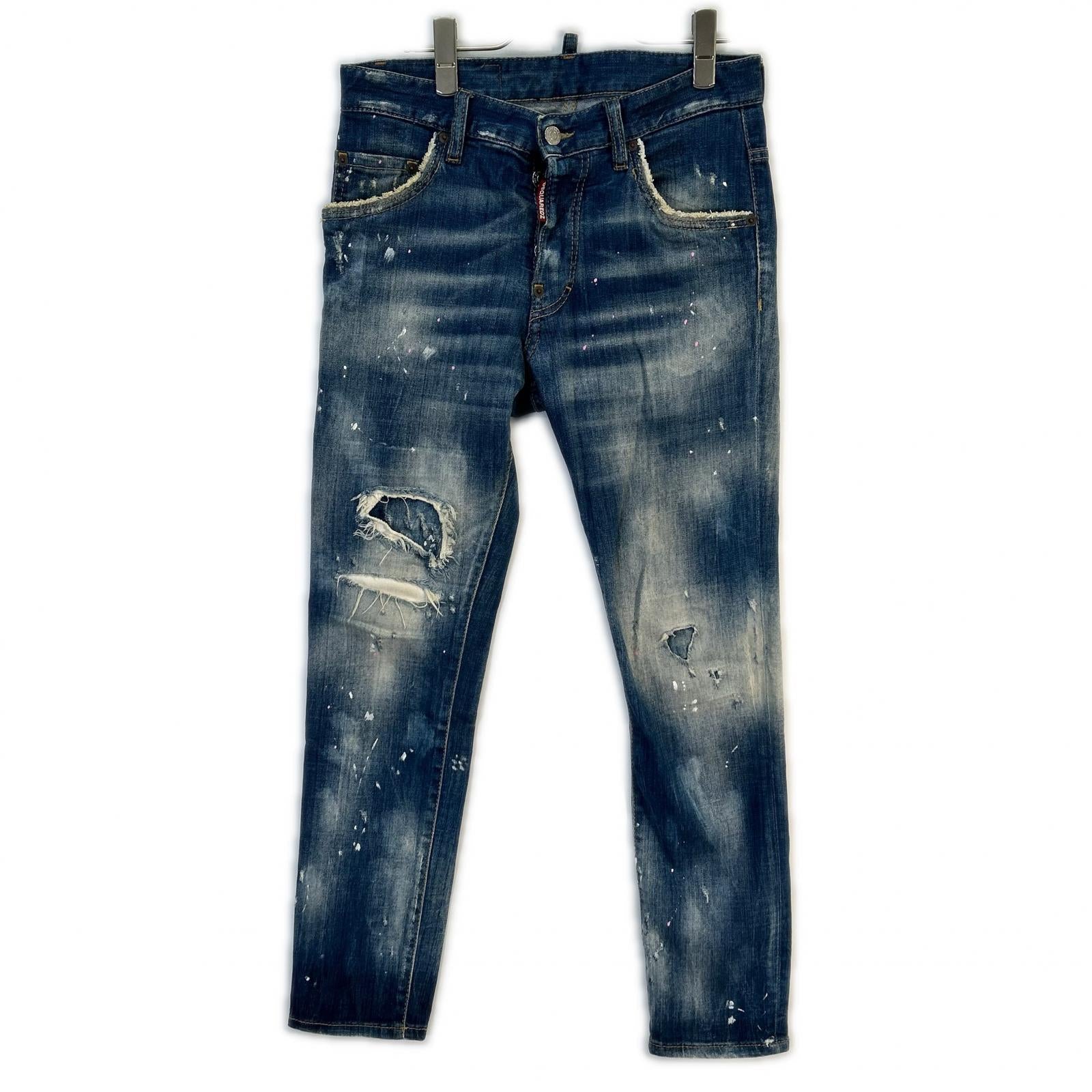 DSQUARED2 ディースクエアード 18年 S71LB0452 ダメージ ペイント加工 SKATER JEAN ボトムス