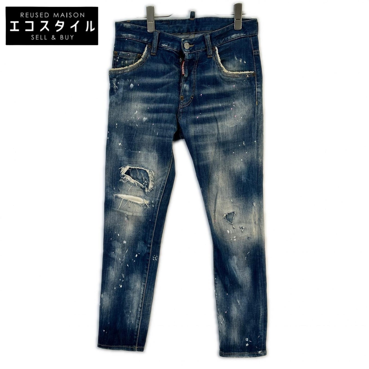 DSQUARED2 ディースクエアード 18年 S71LB0452 ダメージ ペイント加工 SKATER JEAN ボトムス