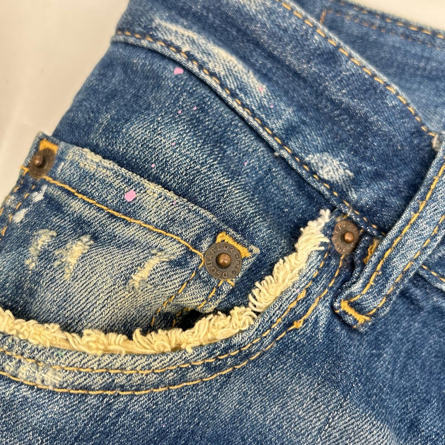 DSQUARED2 ディースクエアード 18年 S71LB0452 ダメージ ペイント加工 SKATER JEAN ボトムス