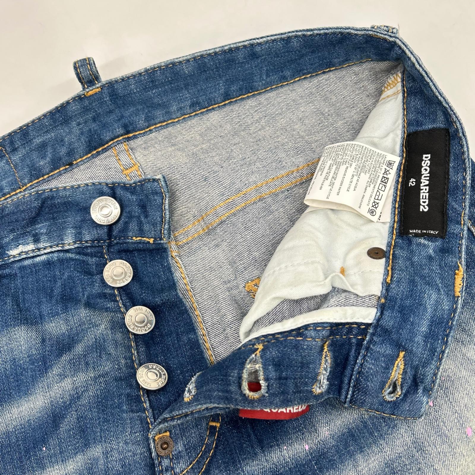 DSQUARED2 ディースクエアード 18年 S71LB0452 ダメージ ペイント加工 SKATER JEAN ボトムス