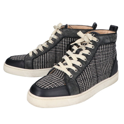 CHRISTIAN LOUBOUTIN クリスチャンルブタン チェック ウールｘスエードｘレザー ハイカットスニーカー シューズ