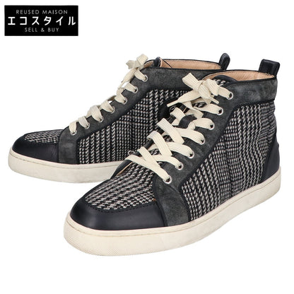 CHRISTIAN LOUBOUTIN クリスチャンルブタン チェック ウールｘスエードｘレザー ハイカットスニーカー シューズ