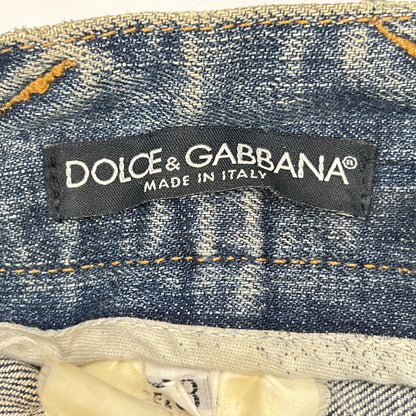 DOLCE&GABBANA ドルチェアンドガッバーナ ブラック サイドロゴライン パッチワークデニムパンツ ボトムス
