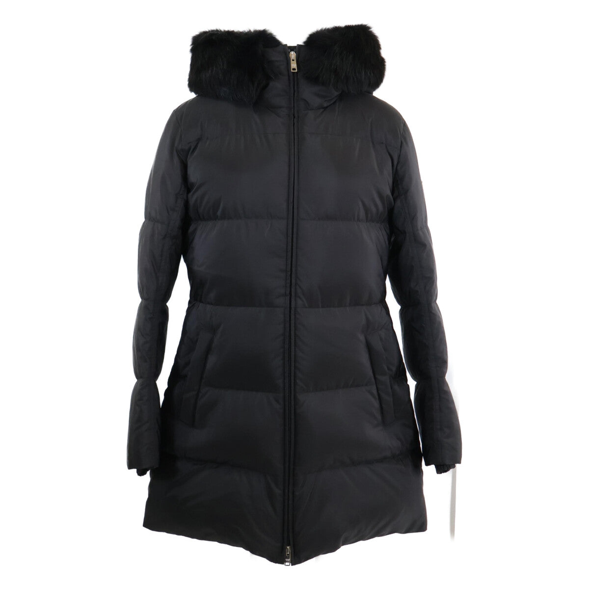 【日本正品】29E117 三角徽标带毛连帽羽绒服 40 女式