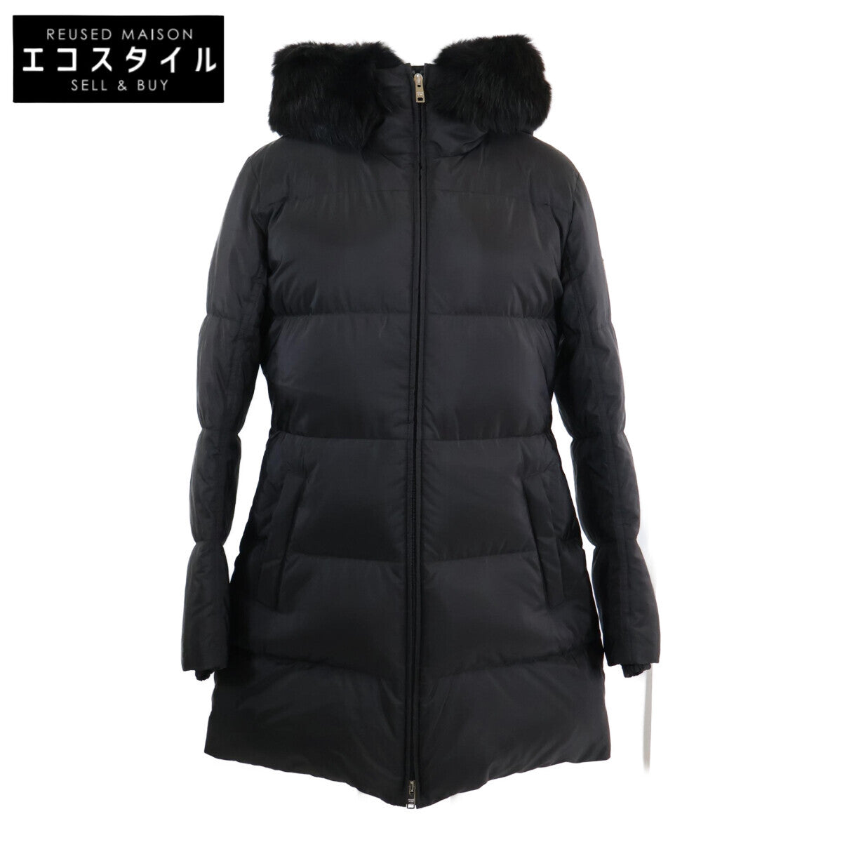 【日本正品】29E117 三角徽标带毛连帽羽绒服 40 女式